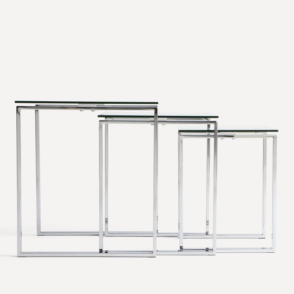 Set de 3 mesas auxiliares de acero y cristal Catalina El Corte Inglés Acero-2