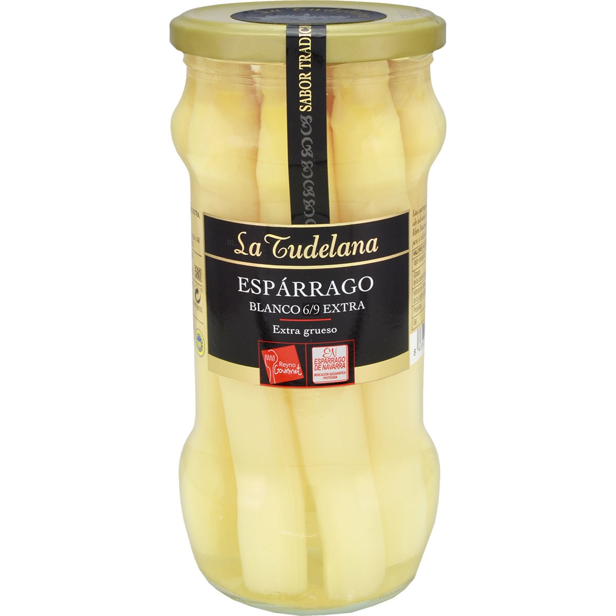 espárragos blancos extra IGP de Navarra extra gruesos 6-8 piezas frasco 325 g neto escurrido