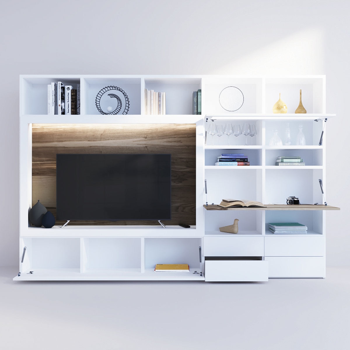 Móvel de sala Qubic 2.0-3 Branco / Freixo-4