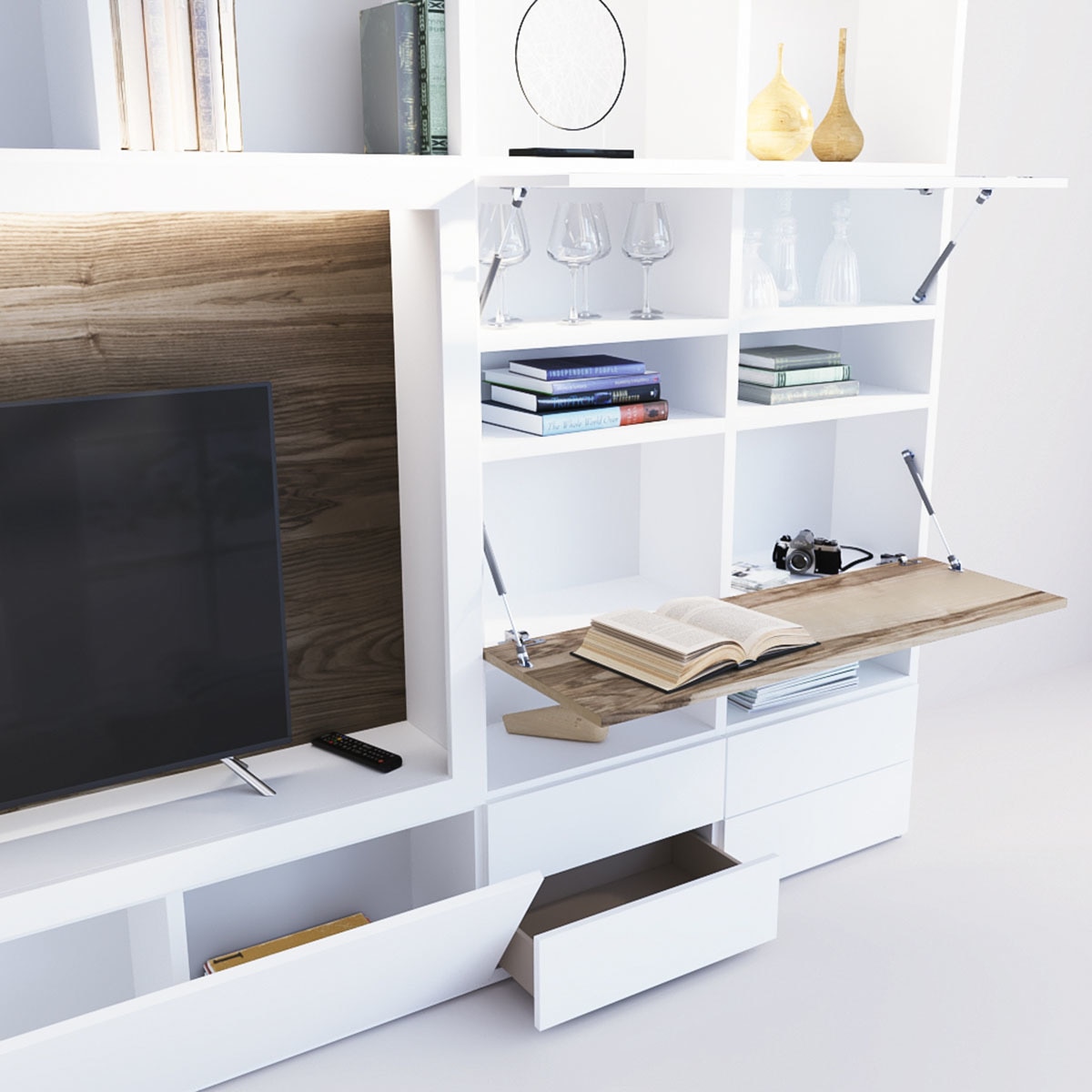 Móvel de sala Qubic 2.0-3 Branco / Freixo-3