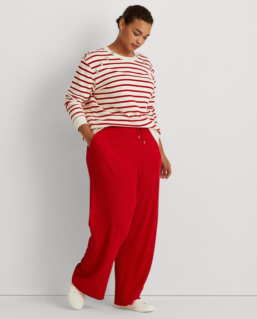 Sudadera de mujer talla grande de rayas con ribete de botones. · Lauren  Ralph Lauren Woman · El Corte Inglés