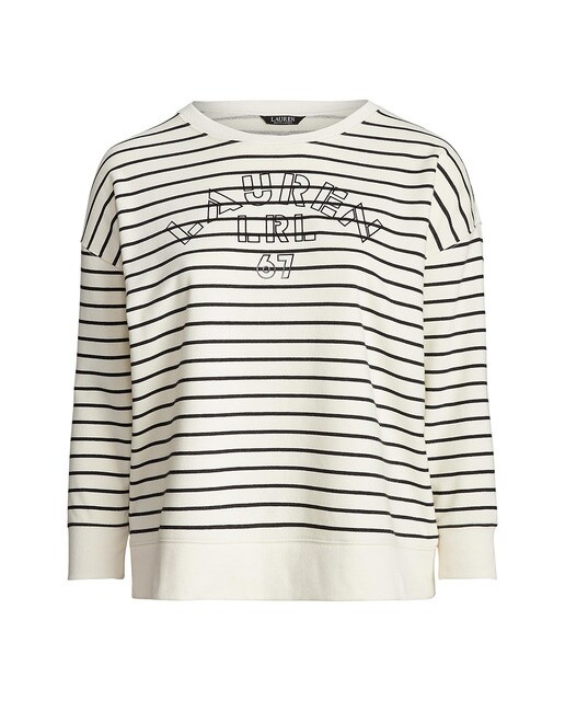 Sudadera de mujer talla grande con logo y rayas. · Lauren Ralph Lauren  Woman · El Corte Inglés