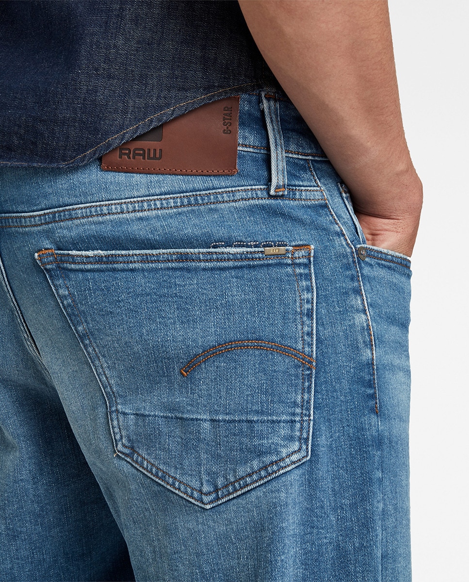 Jeans 3301 tapered azuis Azul-4
