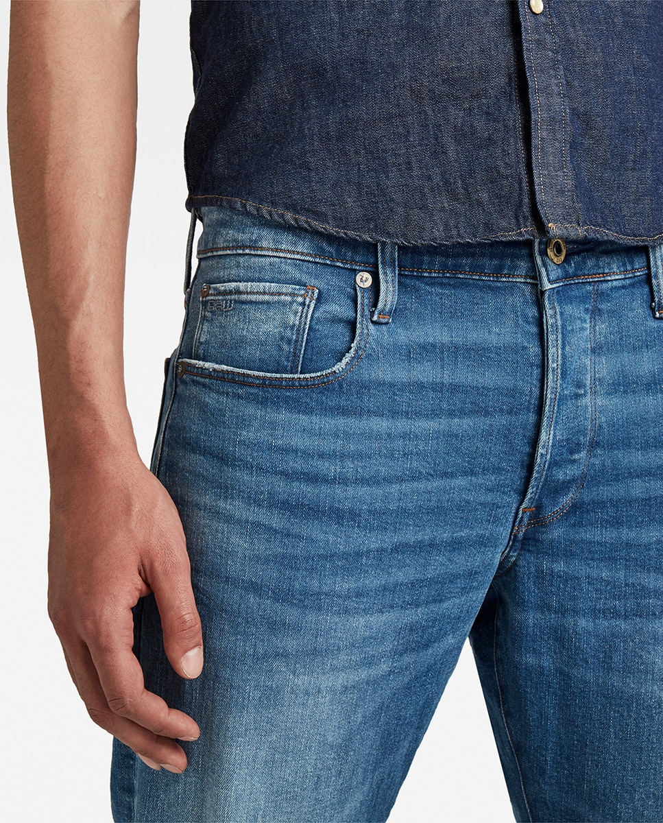 Jeans 3301 tapered azuis Azul-3