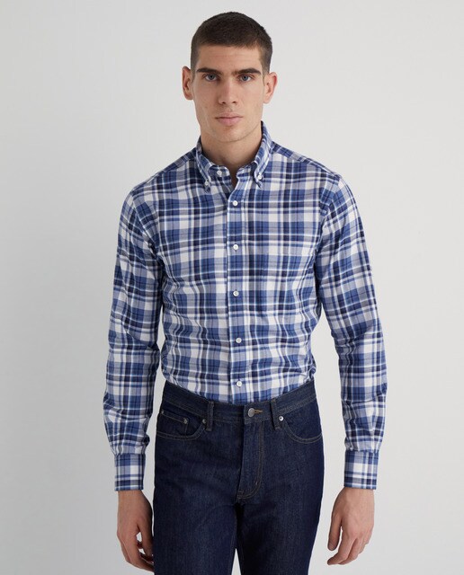 Camisa de hombre classic franela de cuadros azul · Mirto · El Corte Inglés