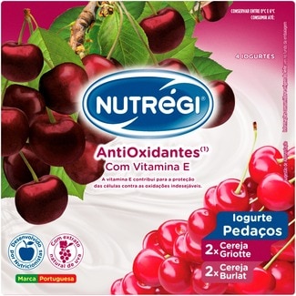 Iogurte com Pedaços de Cereja Pack 4 unidades embalagem 120 g - Nutrégi