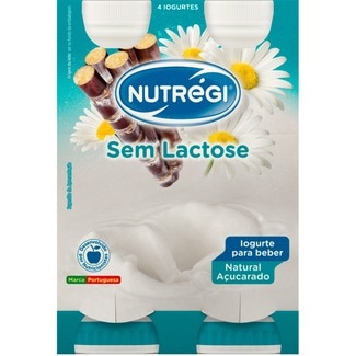 Iogurte Líquido Natural Açucarado sem Lactose Pack 4 embalagem 170 g - Nutrégi