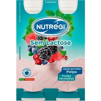 Iogurte Líquido com Polpa de Frutos Vermelhos sem Lactose Pack 4 embalagem 170 g - Nutrégi