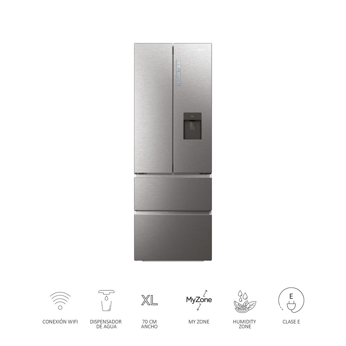 Frigorífico Americano Haier FD 70 Series 7 HFW7720EWMP de 4 Portas, No Frost, Wifi, com Dispensador e de 200,6 cm - Cinzento Inox-5