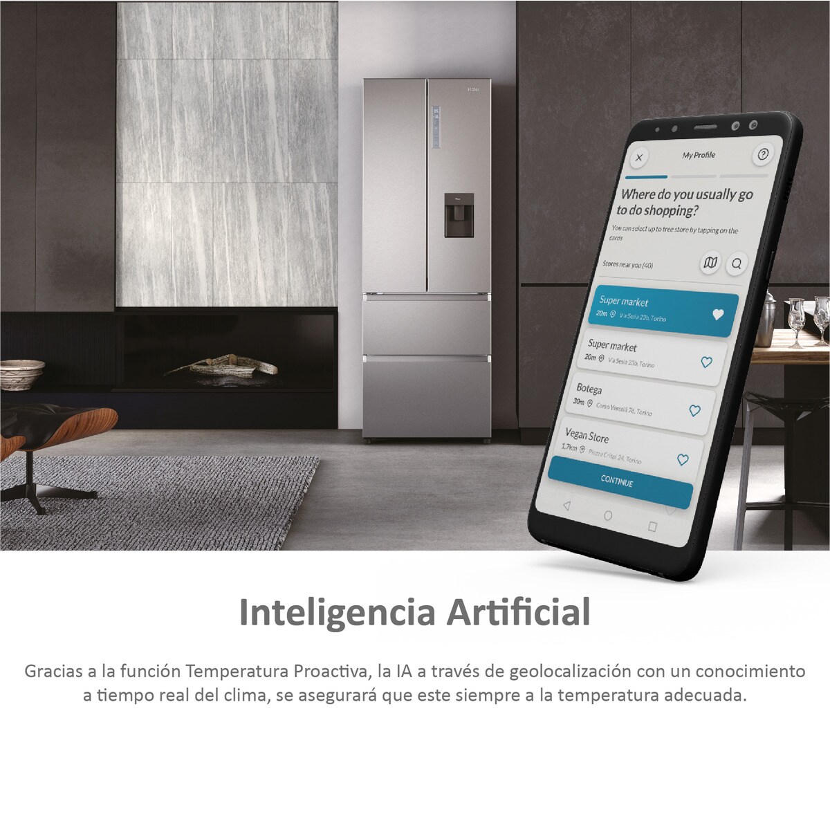 Frigorífico Americano Haier FD 70 Series 7 HFW7720EWMP de 4 Portas, No Frost, Wifi, com Dispensador e de 200,6 cm - Cinzento Inox-8