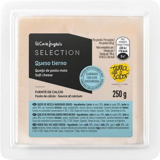 queso tierno mezcla madurado graso elaborado con leche pasteurizada cuña 250 g - El Corte Ingles Selection
