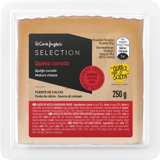 queso curado mezcla madurado graso elaborado con leche cruda cuña 250 g - El Corte Ingles Selection