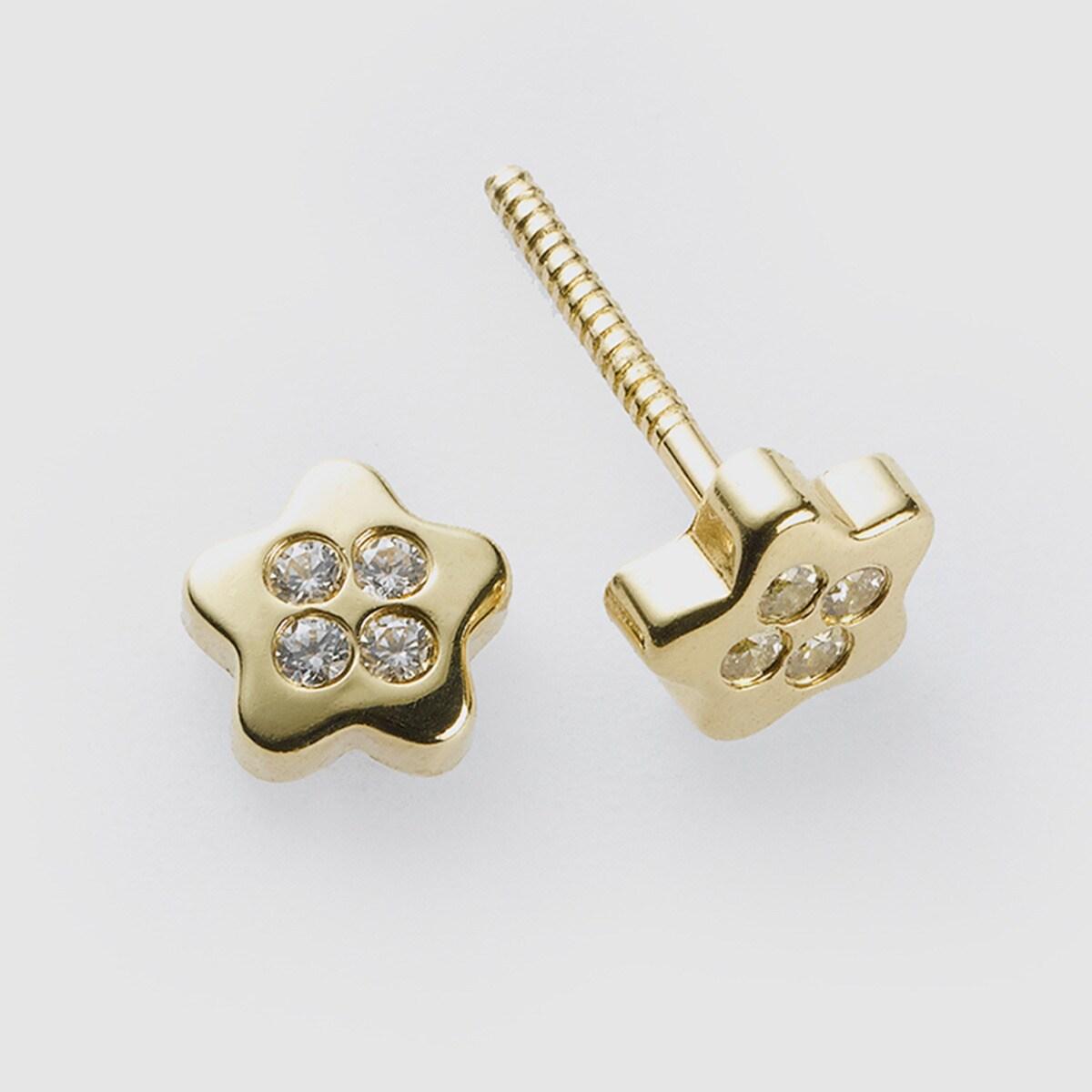 Pendientes de bebé de oro y circonita Blanco-1
