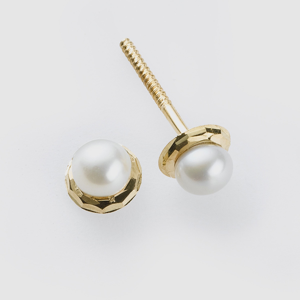Pendientes de bebé de oro y perla Blanco-1