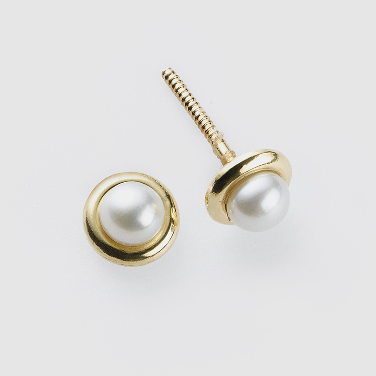 Pendientes de bebé de oro y perla Blanco-1