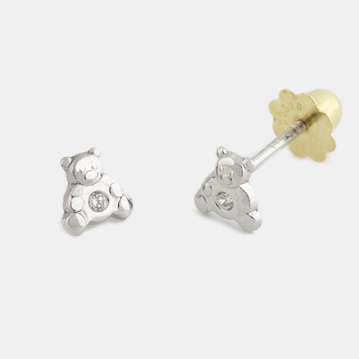 Pendientes de bebé de oro con circonita Blanco-1