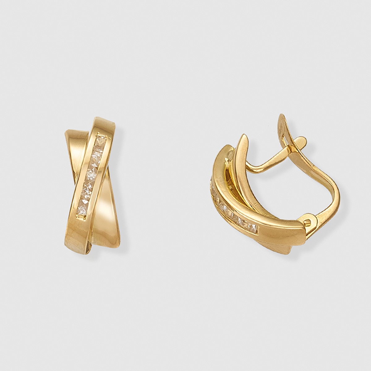 Pendientes de oro con circonitas El Corte Inglés Blanco-1