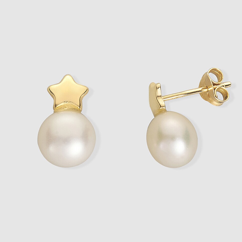Pendientes de niña El Corte Inglés de oro con perla Blanco-1
