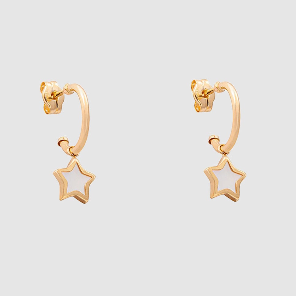 Pendientes de niña El Corte Inglés Estrella de oro y nácar Blanco-1