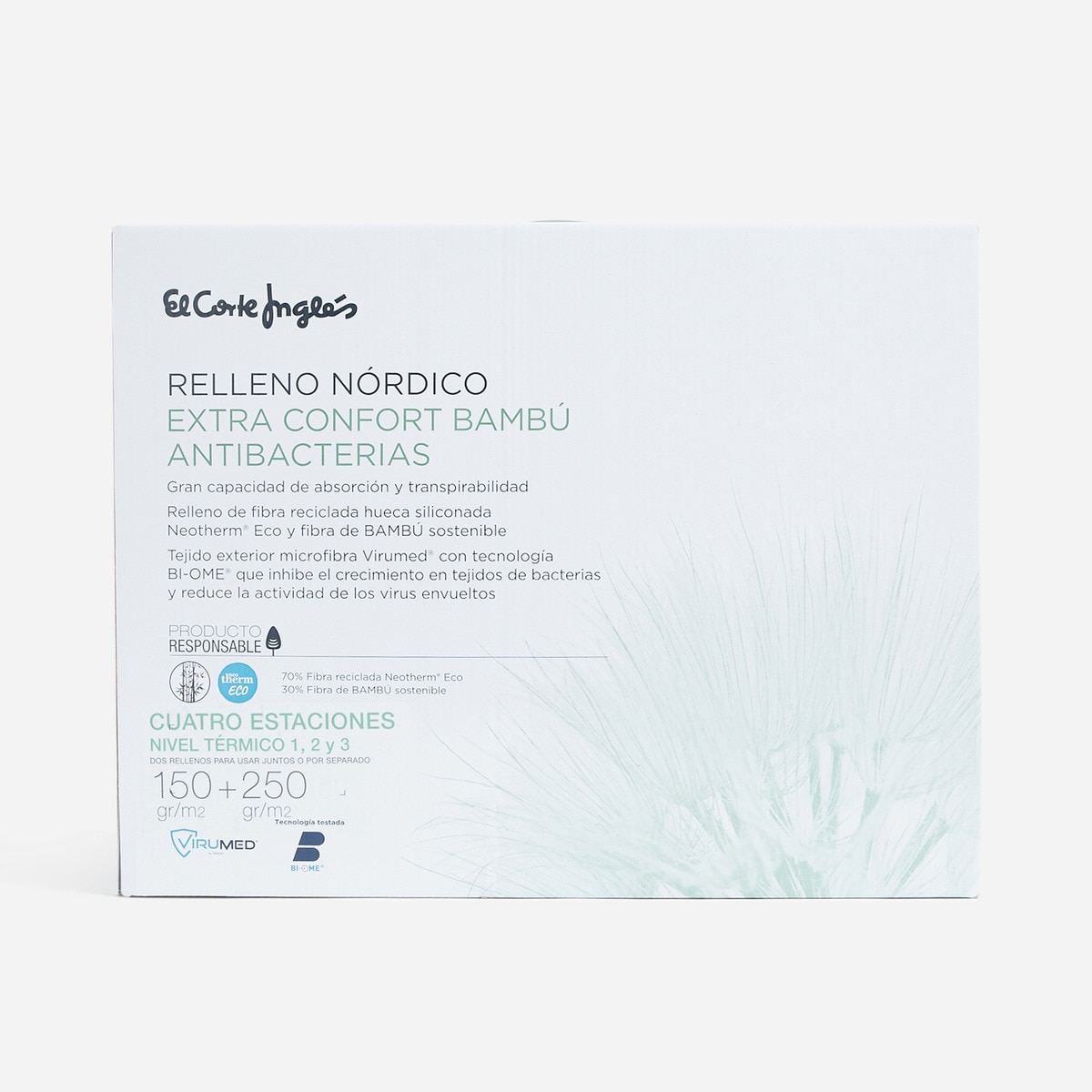 Edredão Nórdico 4 Estações de Fibra de Bambu Antibactérias Extra Confort Branco-3