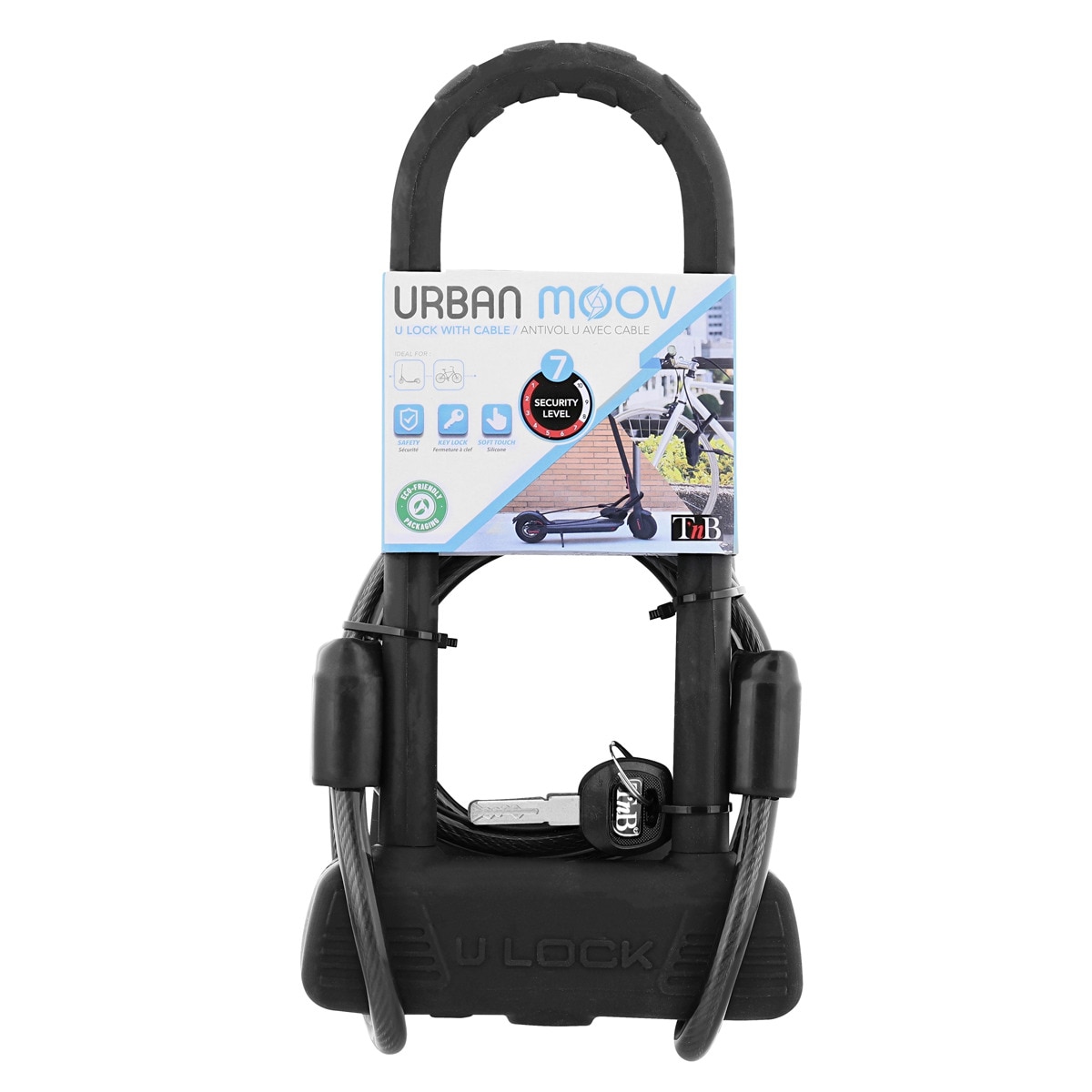 Cerradura "U" TNB tamaño XL con llave Gris-4