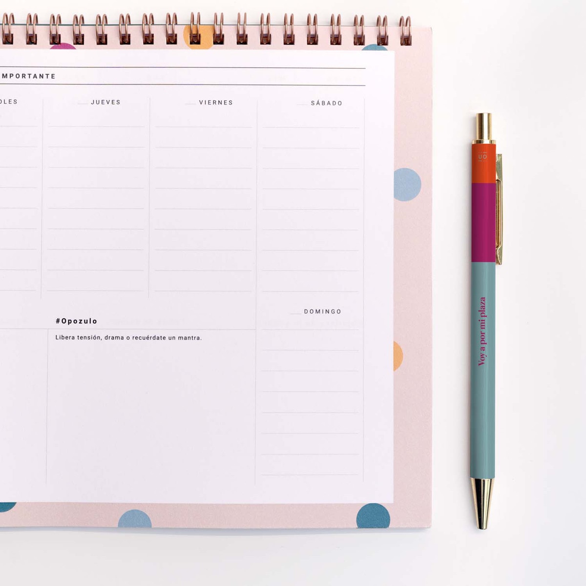 Organizador semanal para participantes em concursos públicos. Opoplanner Verde-7