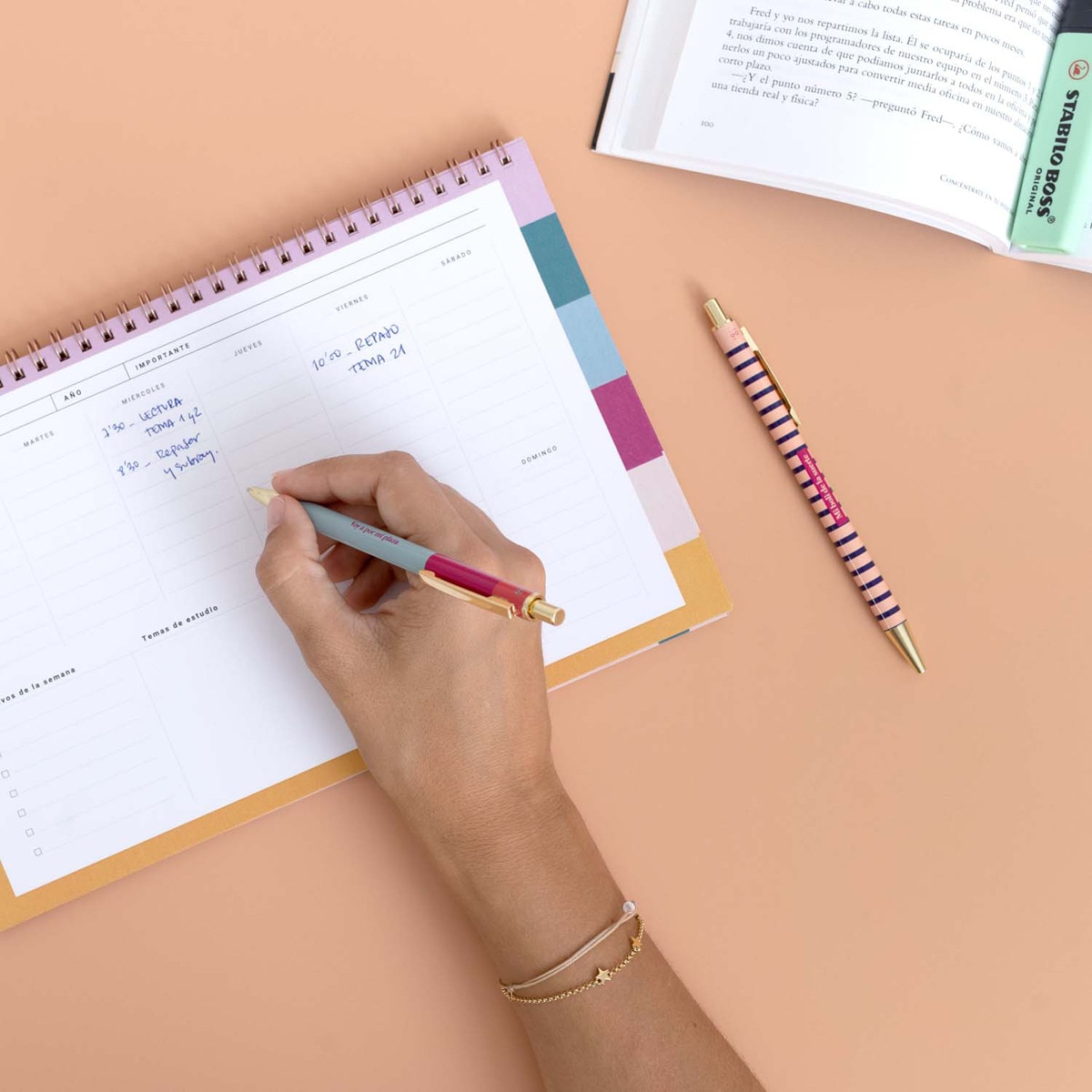 Organizador semanal para participantes em concursos públicos. Opoplanner Verde-6