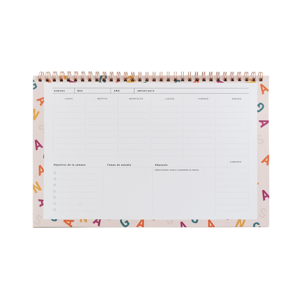 Organizador semanal para participantes em concursos públicos. Opoplanner Verde-4
