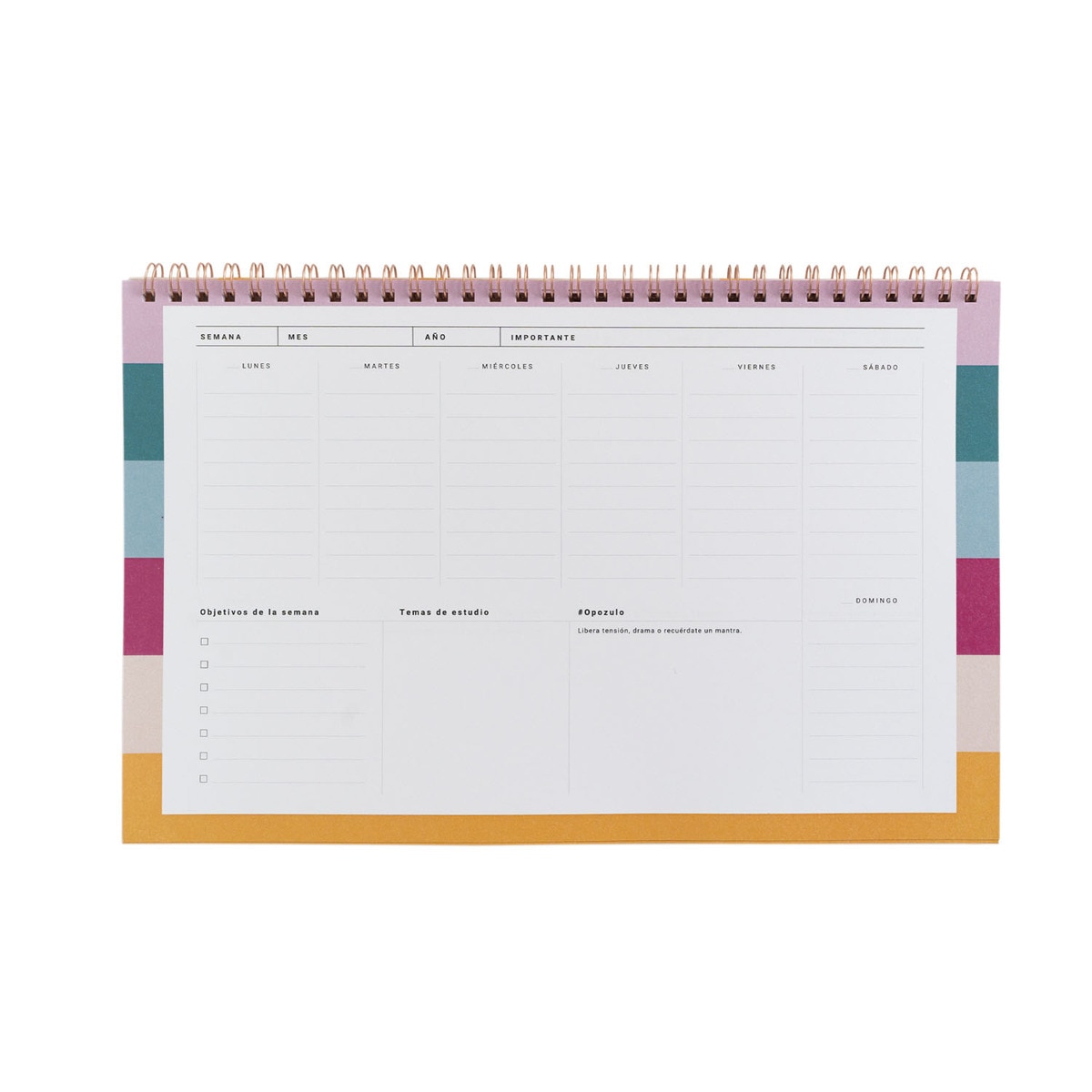 Organizador semanal para participantes em concursos públicos. Opoplanner Verde-3