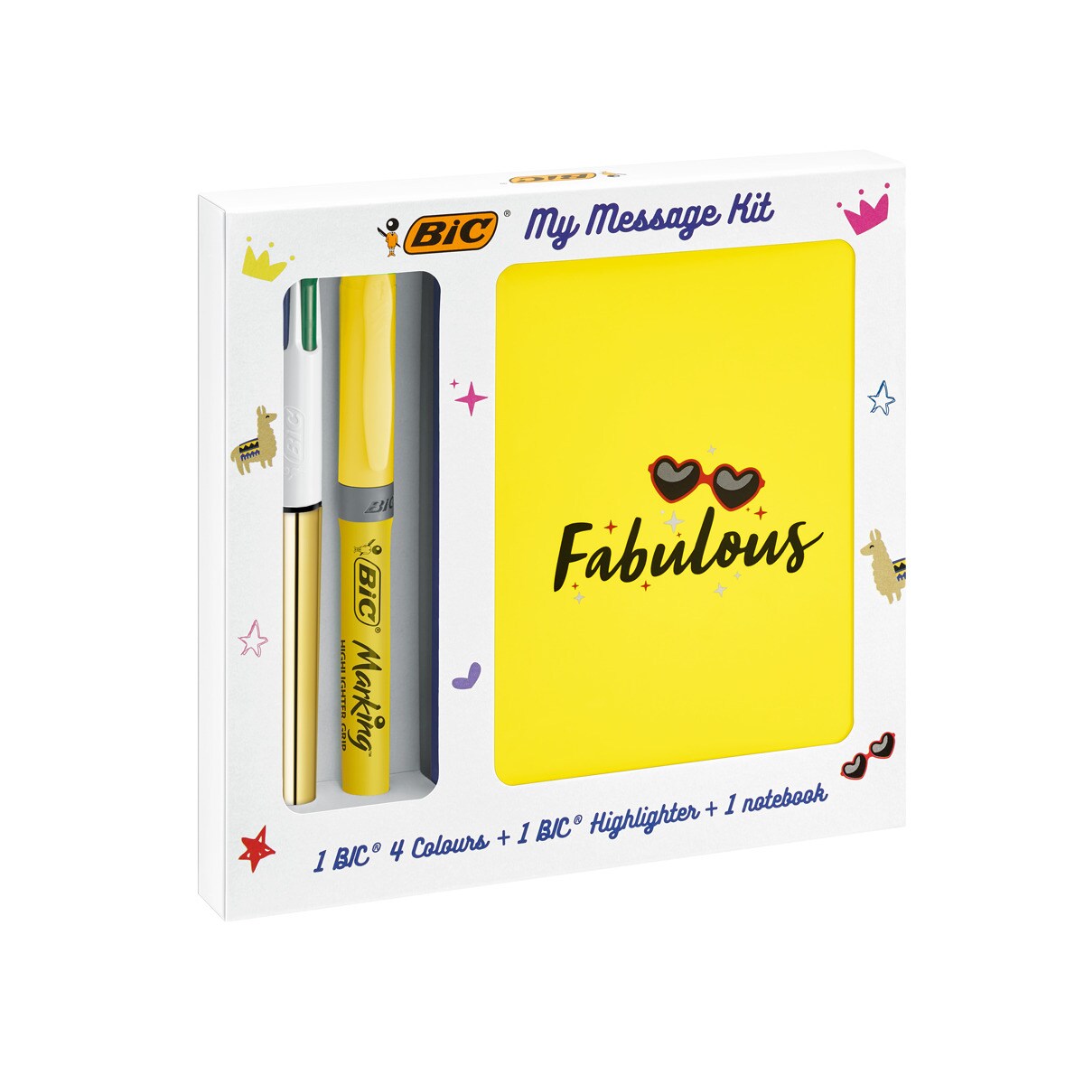 Set Escritura   con Bolígrafo, Marcador Fluorescente y Libreta  BIC Surtido-3