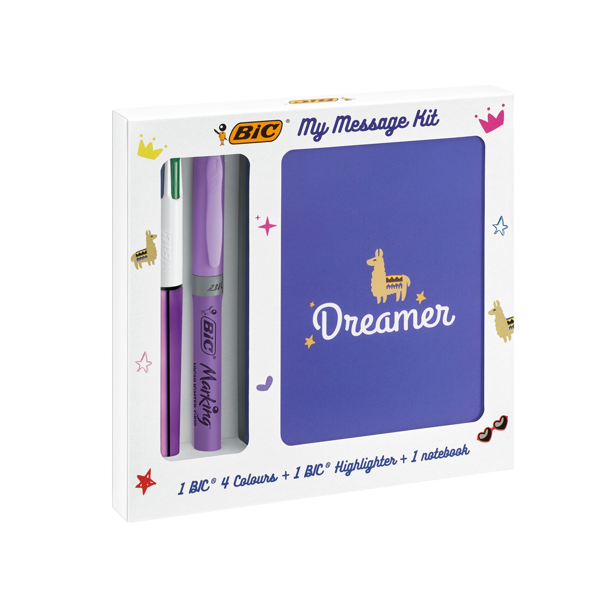 Set Escritura   con Bolígrafo, Marcador Fluorescente y Libreta  BIC Surtido-1