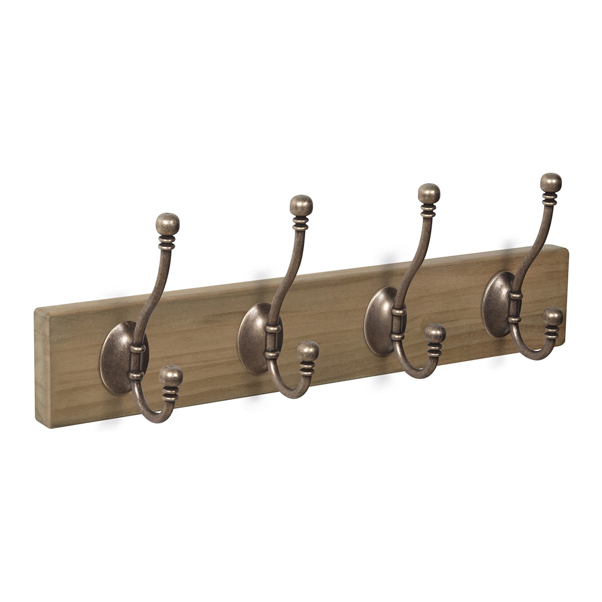 Percha Madera y Zamak 4 Colgadores 9102HVBR Haya rústico-1