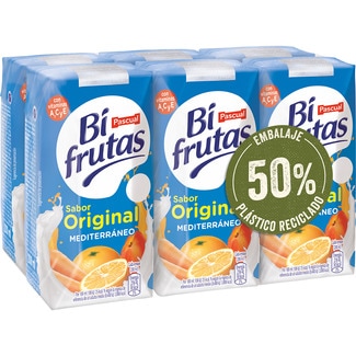 bebida de zumo de frutas Mediterráneo con leche desnatada a partir de concentrado pack 6 briks 200 ml - Pascual Bi Frutas