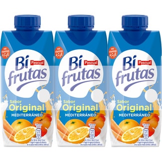 bebida de zumo de frutas Mediterráneo con leche desnatada a partir de concentrado pack 3 briks 330 ml - Pascual Bi Frutas