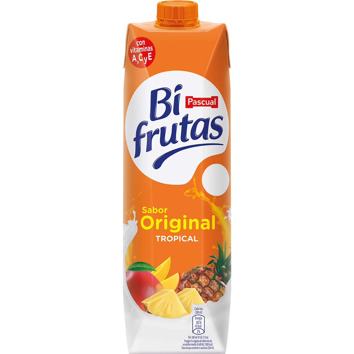 bebida de zumo de frutas Tropical con leche desnatada a partir de concentrado brik 1 l