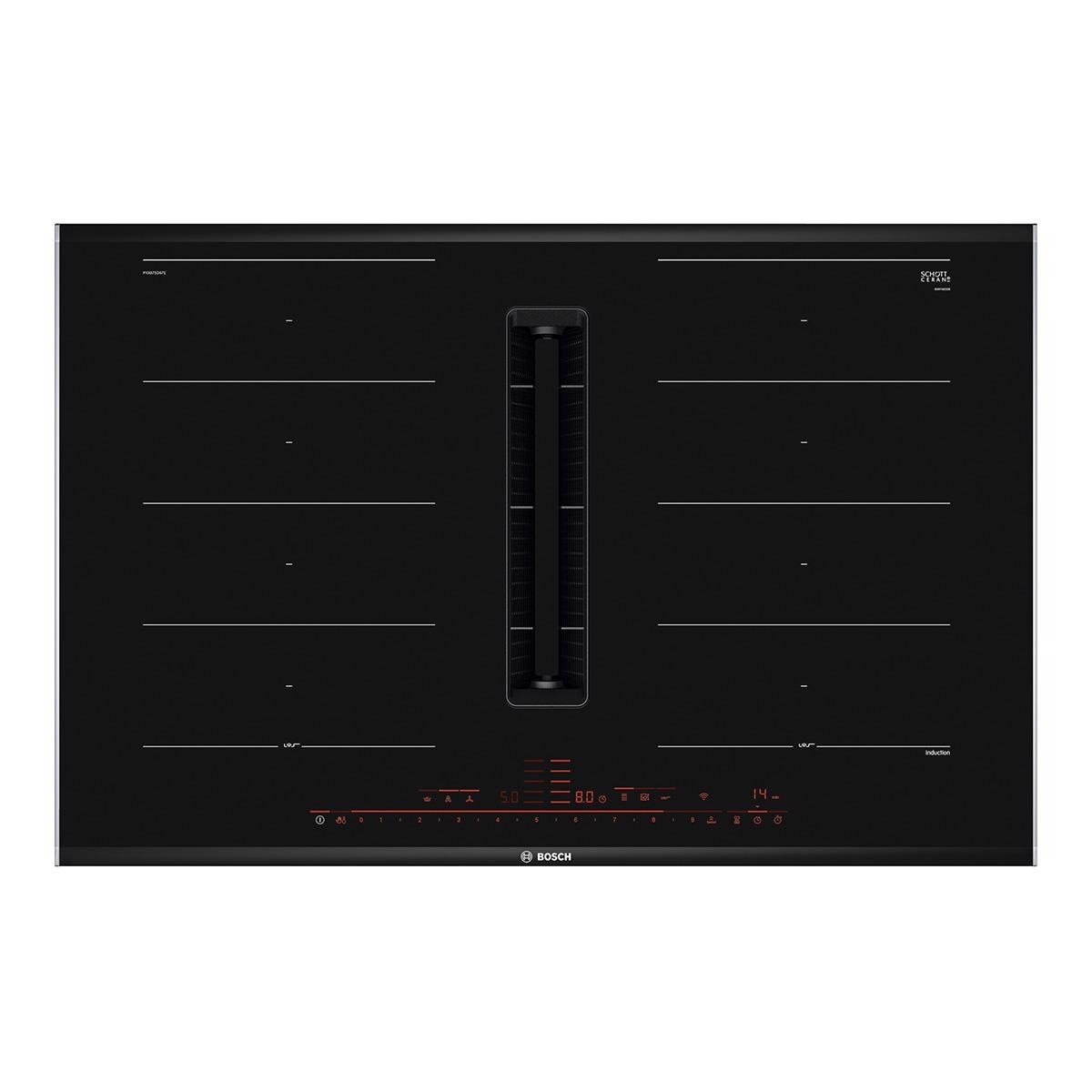 Imagem 0 de Placa de Indução com Exaustor Integrado Bosch PXX875D67E FlexInduction, de 4 Zonas e de 80 cm - Preto