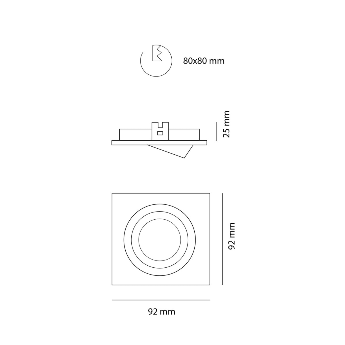 Foco Empotrable cuadrado con bombilla GU10 9 W Luz neutra ( >= 3000 K / <= 5000 K )-3