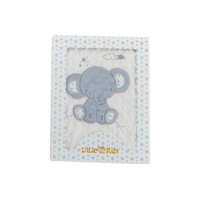 Imagen 0 de Manta doble cara Little Kids Elefante bordado azul