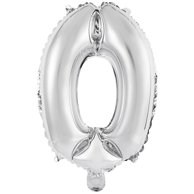 Imagen 0 de Pack de Globo 35Cm Auto-Inflable Numero : 0 Plata Liragram