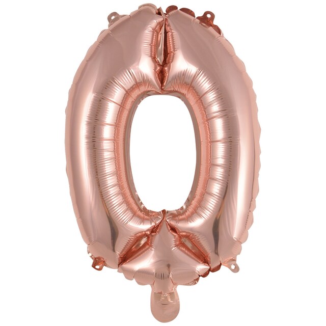 Imagen 0 de Pack de Globo 35Cm Auto-Inflable Numero : 0 Rosa Oro Liragram
