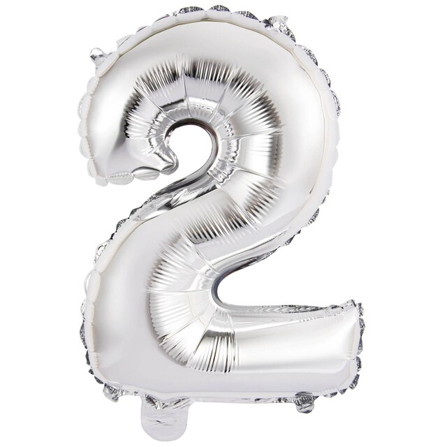 Imagen 0 de Pack de Globo 35Cm Auto-Inflable Numero : 2 Plata Liragram