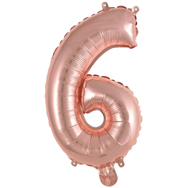 Imagen 0 de Pack de Globo 35Cm Auto-Inflable Numero : 6 Rosa Oro Liragram