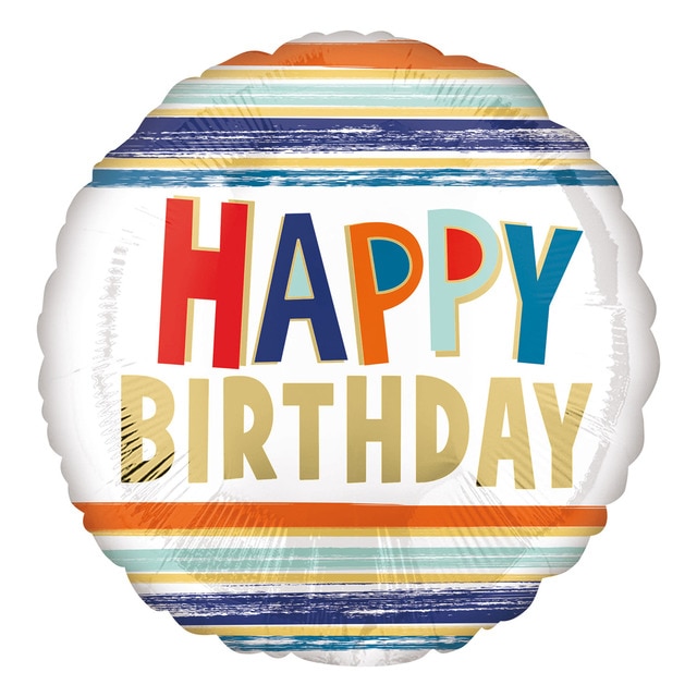 Imagen 0 de Pack de globo 45cm helio happy bday rayas Liragram