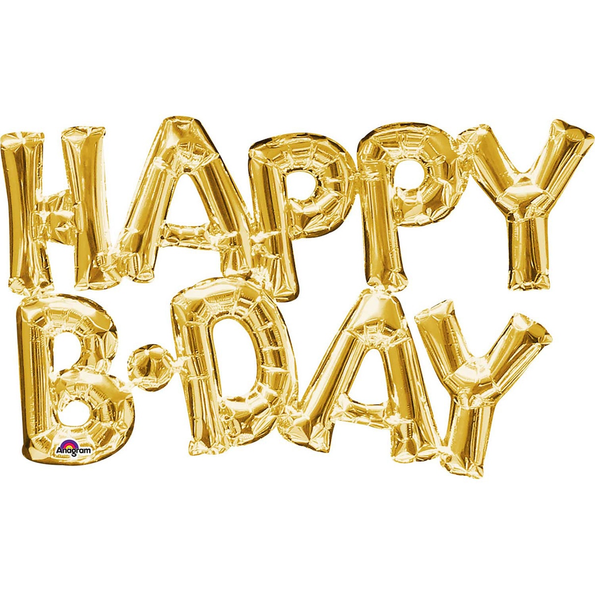 Pack de globo forma helio frase happy bday oro 76x48cm Liragram 1