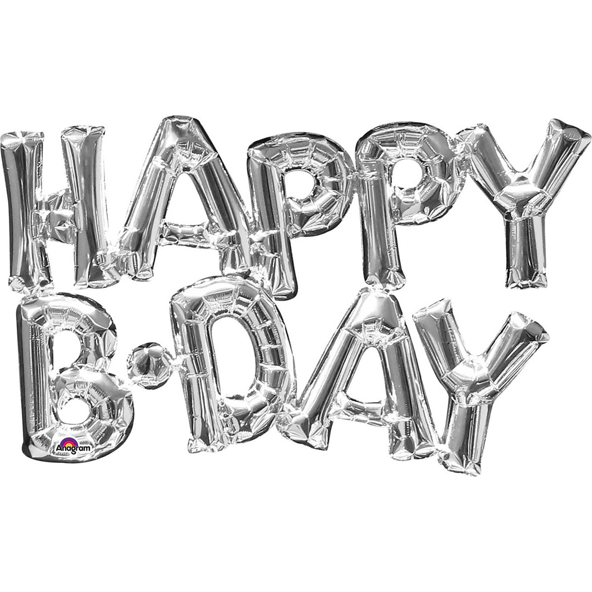 Pack de globo forma helio frase happy bday plata 76x48cm Liragram 1