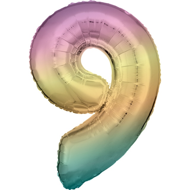 Imagen 0 de Pack de globo helio número: 9 rainbow 83/86cm Liragram