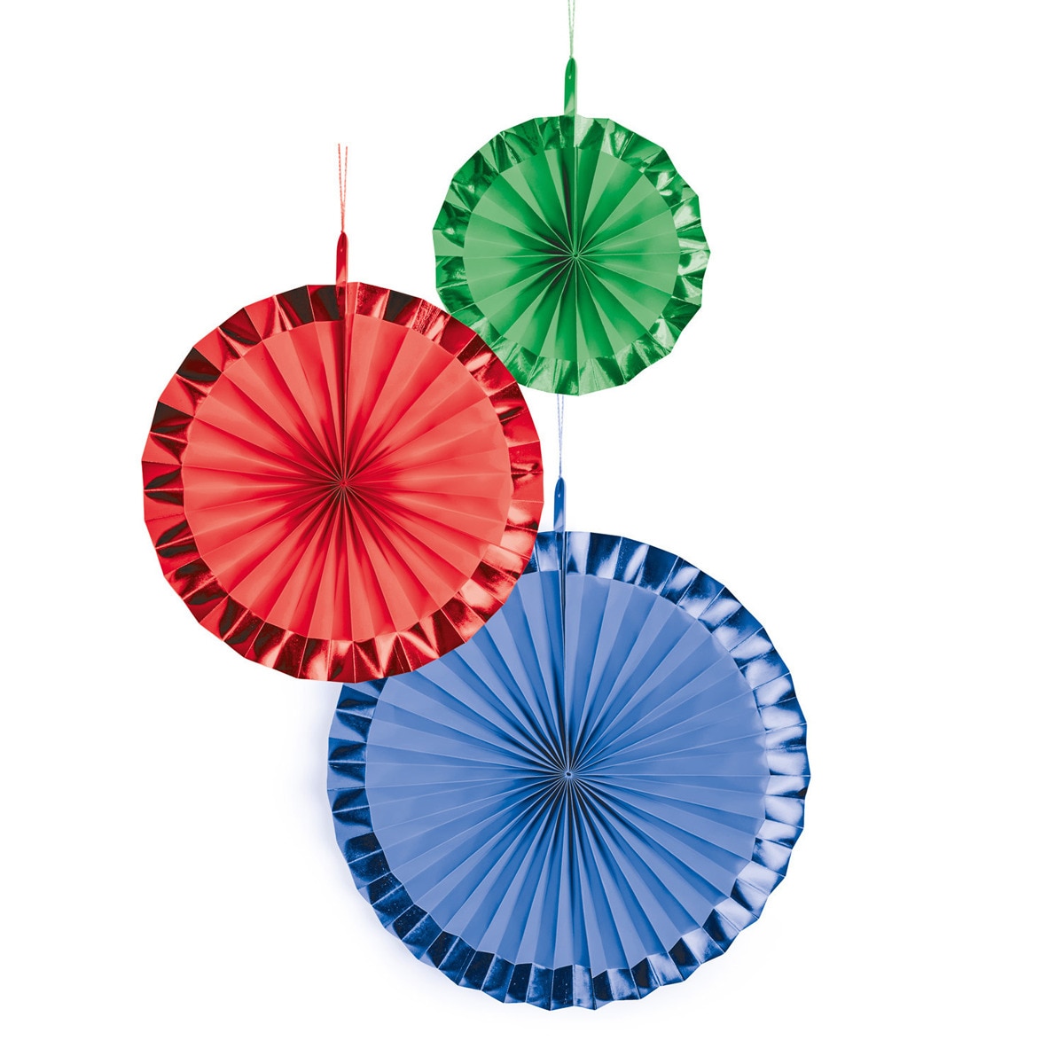 Pack de 3 Abanicos Decoracion Brillantes Arco Iris Papel 18Cmx30Cmx38 Cm Liragram 1