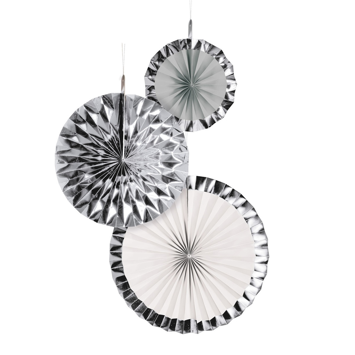 Imagen 0 de Pack de 3 Abanicos Decoracion Papel Plata 18Cmx30Cmx38 Cm Liragram