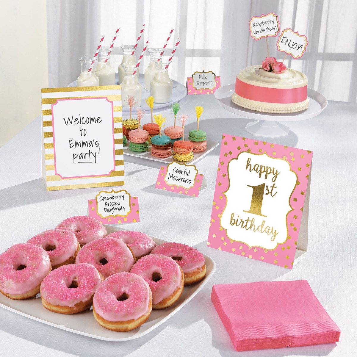 Imagen 0 de Pack de Kit Decoración Buffet 1Er Cumpleaños Rosa Liragram