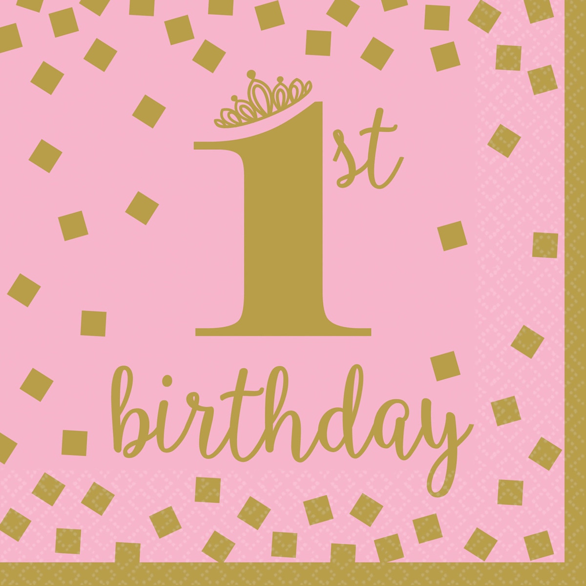 Imagen 0 de Pack de 16 Servilletas/Med 33X33 1St Birthday Girl Gold Liragram